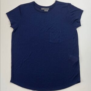 Vince Navy Blue Short Sleeve Pocket Semi Sheer T-shirt Womens Sz XS Rayon Blend